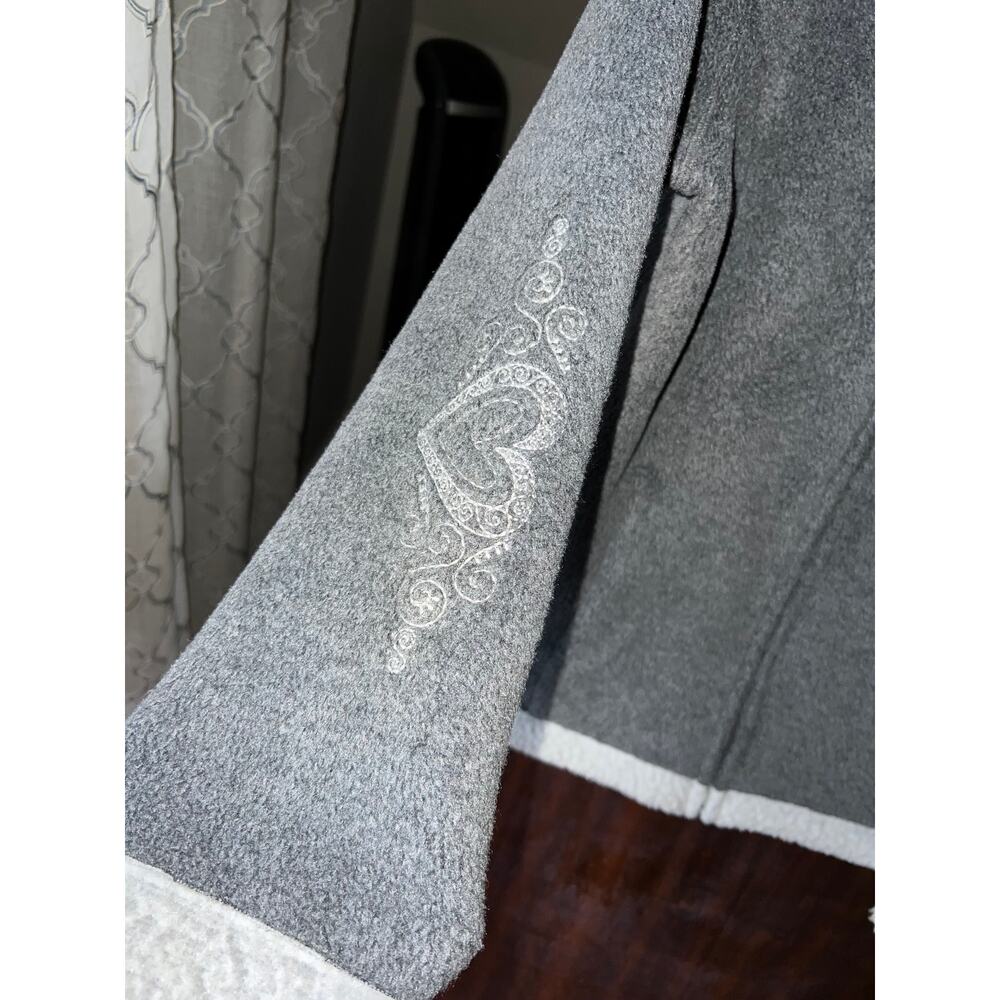 Walt Disney World Grey Mickey Minnie Embroidered Fleece Sherpa Zip Jacket - Picture 4 of 9